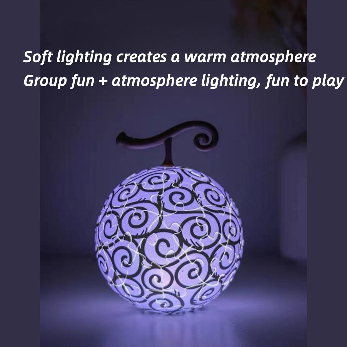 One Piece Monkey D. Luffy Devil Fruit 3D Puzzle Night Light USB Rechargeable LED Ambient Lamp DIY Assembly Sphere Light Bedroom Decor Gift For Anime Fans