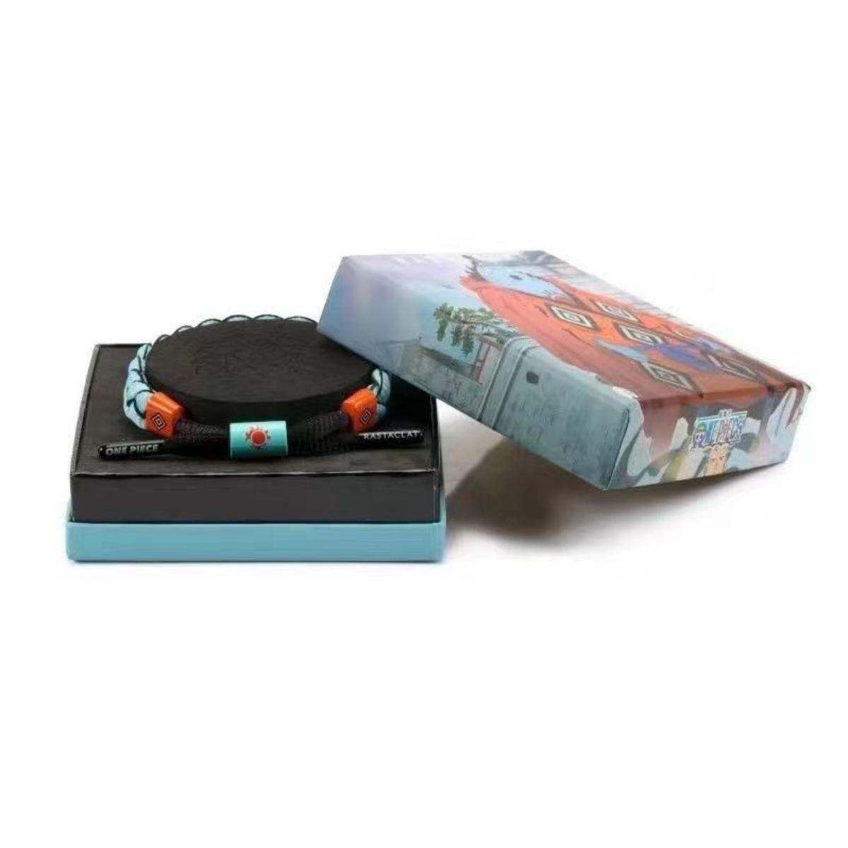 One Piece Monkey D Luffy Portgas D Ace Anime Braided Wrist Bracelet, Adjustable Rope Bracelet Anime Character Themed Jewelry Collectible Gift Box Set
