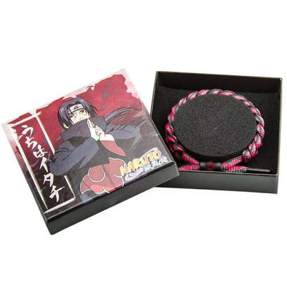 Naruto Sasuke Anime Braided Rope Bracelet, Adjustable Woven Shoelace Wristband Anime Character Cosplay Jewelry With Gift Box For Men Women Teens