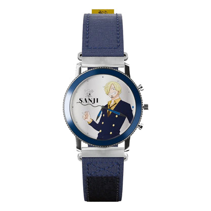 One Piece Monkey D Luffy Roronoa Zoro Anime Blind Box Quartz Watch, Straw Hat Crew Character Leather Strap Wrist Watch Collectible Gift Box Set