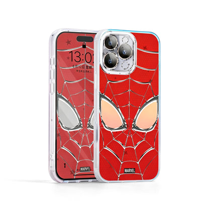 Marvel Spider‑Man Removable Lens Frame Phone Case, 3‑In‑1 Camera Lens Protection Shockproof Airbag Bumper Cover For Multiple Smartphone Models, Cool Red Web Pattern Protective Phone Case For Fans
