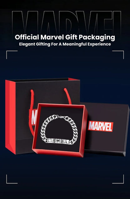 Marvel Titanium Steel Cuban Link Bracelet for Men, Superhero Logo Engraved Chain Wristband, Fashion Streetwear Jewelry, Marvel Fans Gift with Gift Box