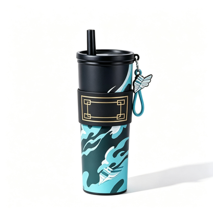 Demon Slayer Tanjiro Nezuko All Designs 710ml Insulated Tumbler 316 Stainless Steel Double Wall Coffee Cup Dual Drinking Lid With Straw Charm Leakproof Travel Water Bottle
