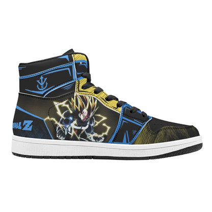 Dragon Ball Z Vegeta Super Saiyan Anime High Top Sneakers, Custom Print Anime Character Casual Skate Shoes Breathable Memory Foam Walking Sneaker For Men Women
