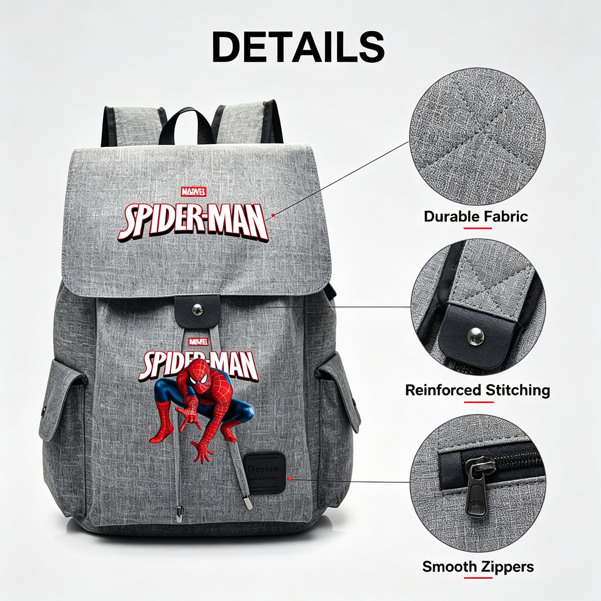 Spider-Man Marvel Canvas Backpack, Flip Top Drawstring Rucksack, Anime Superhero School Bookbag, Casual Travel Daypack Gift for Fans  >