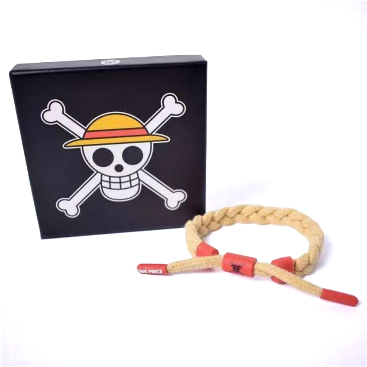 One Piece Monkey D Luffy Portgas D Ace Anime Braided Wrist Bracelet, Adjustable Rope Bracelet Anime Character Themed Jewelry Collectible Gift Box Set