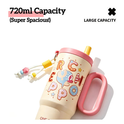 One Piece Tony Tony Chopper 720ml Insulated Tumbler, Anime Stainless Steel Iced Coffee Cup with Keychain