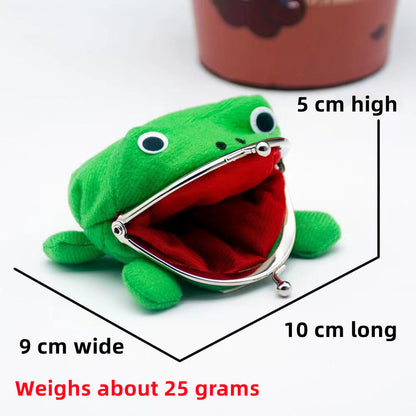 Naruto Frog Coin Purse, Anime Green Frog Plush Kiss‑Lock Mini Wallet