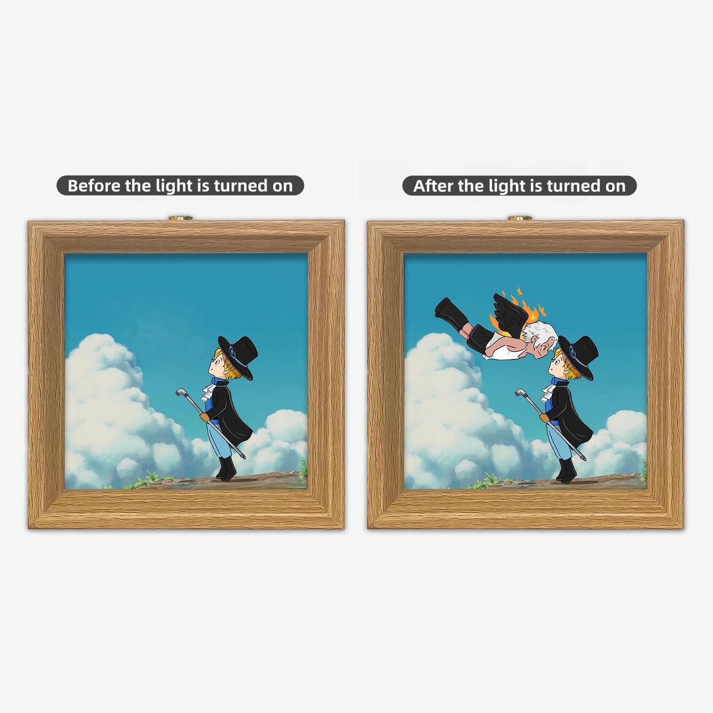 Luffy/Ace Luminous solid wood decorative painting small night light picture frame painting decoration