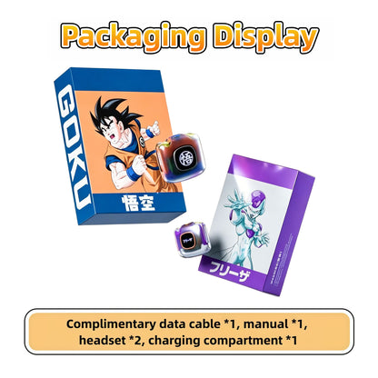 Dragon Ball Son Goku Frieza TWS Wireless Bluetooth 5.3 Earbuds, Transparent Glowing Light Screen Charging Case, Portable Semi‑in‑Ear Anime Headset For Sports Gaming Daily Use