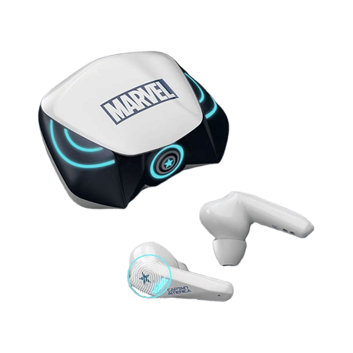 Marvel Spider-Man Iron Man Captain America Gaming Earbuds, Marvel TWS Wireless Headphones with LED Light