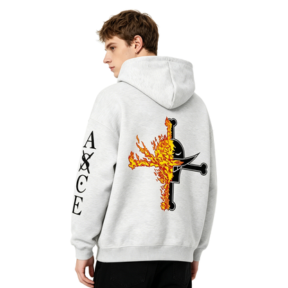 One Piece Portgas D Ace Oversized Hoodie, Fire Fist Ace Anime Graphic Pullover Hoodie