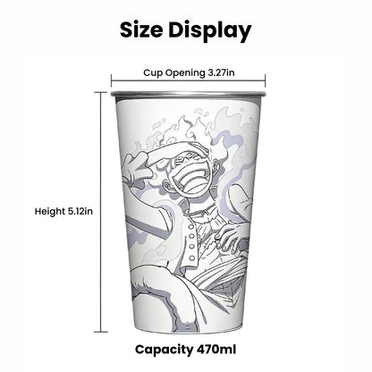 One Piece Monkey D Luffy Nika Gear 5 Cold Sensitive Color Changing Aluminum Water Cup, 470ml Food Grade Anime Character Thermochromic Drinking Cup Collectible Gift