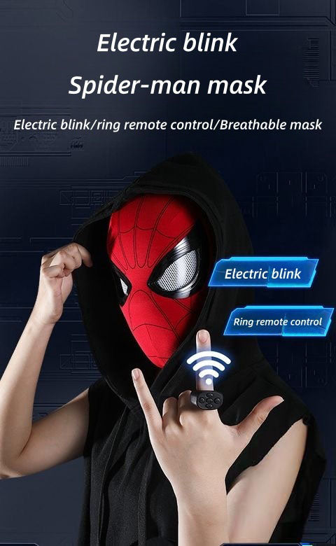 Marvel Spider‑Man Gwen Stacy Miles Morales Electric Mask LED Light Movable Eyes Remote Control Ring Lycra Full Face Helmet Cosplay Costume Prop Multiple Styles For Halloween Anime Fans