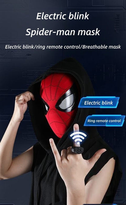 Marvel Spider‑Man Gwen Stacy Miles Morales Electric Mask LED Light Movable Eyes Remote Control Ring Lycra Full Face Helmet Cosplay Costume Prop Multiple Styles For Halloween Anime Fans