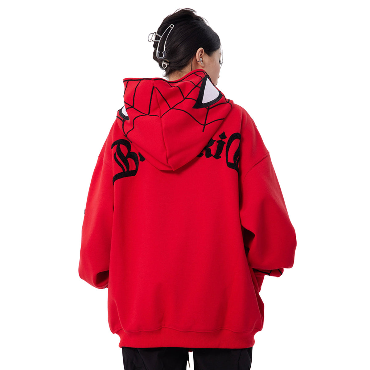 Marvel Spider‑Man Full Zip Hoodie, Spider Web Chenille Embroidery Hooded Sweatshirt With Mask Eyes Design, Oversized Casual Streetwear Jacket For Men Women, Multi‑Color Options, Loose Fit Long Sleeve Cosplay Daily Hooded Coat
