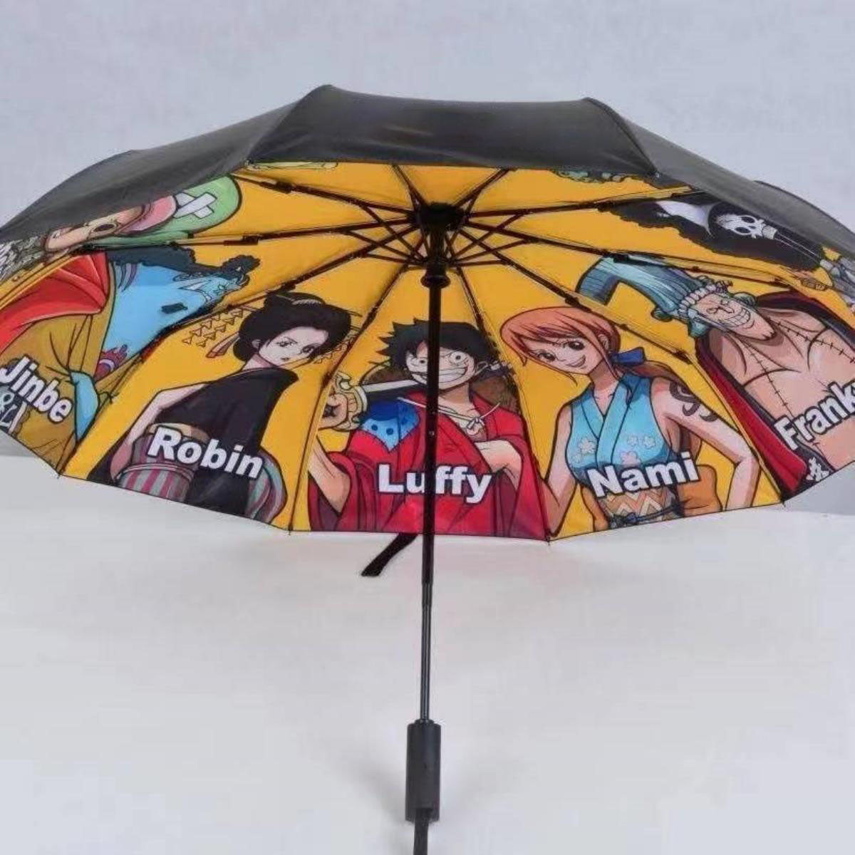 One Piece Luffy Zoro Automatic Folding Umbrella, Anime UV Protection Umbrella