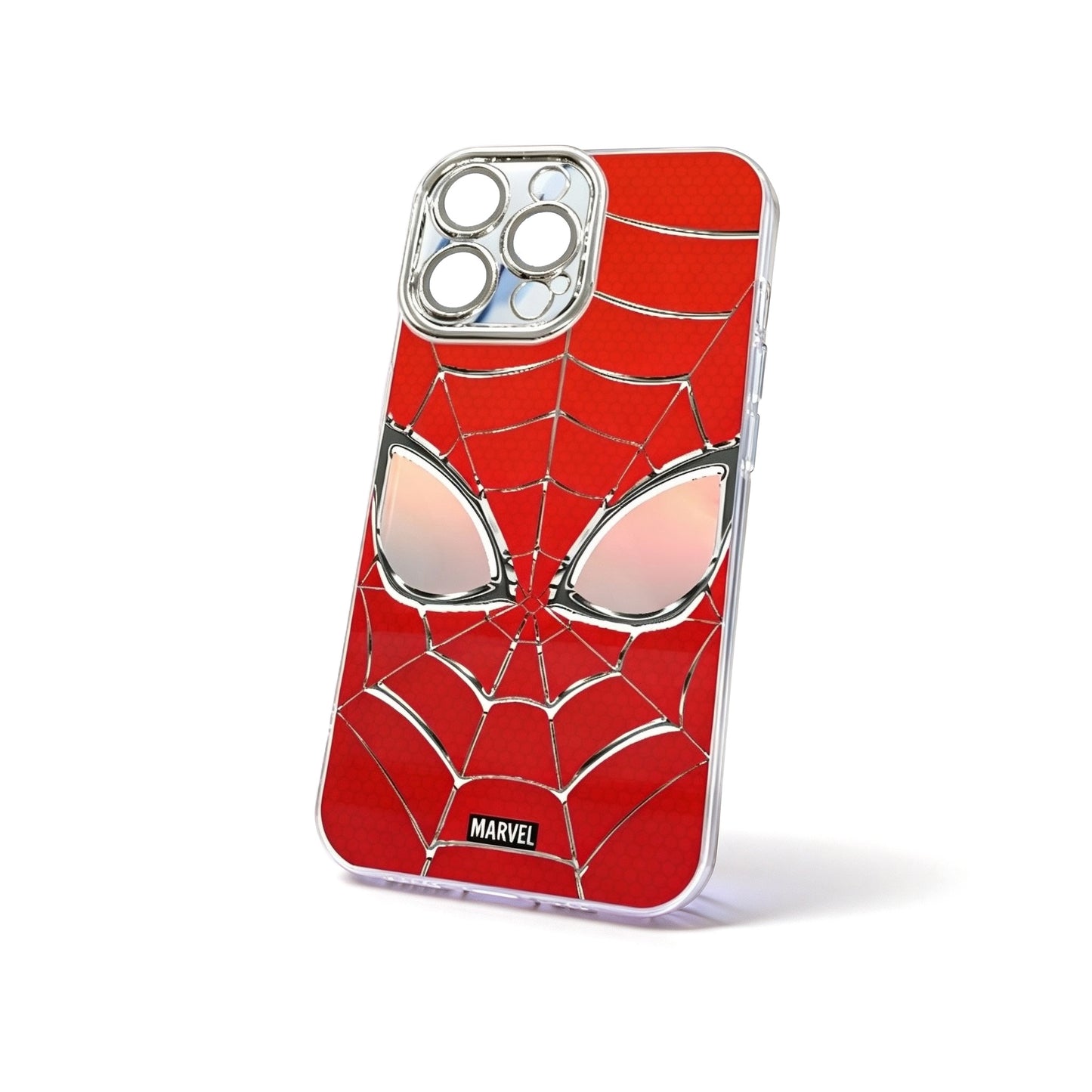 Marvel Spider‑Man Removable Lens Frame Phone Case, 3‑In‑1 Camera Lens Protection Shockproof Airbag Bumper Cover For Multiple Smartphone Models, Cool Red Web Pattern Protective Phone Case For Fans