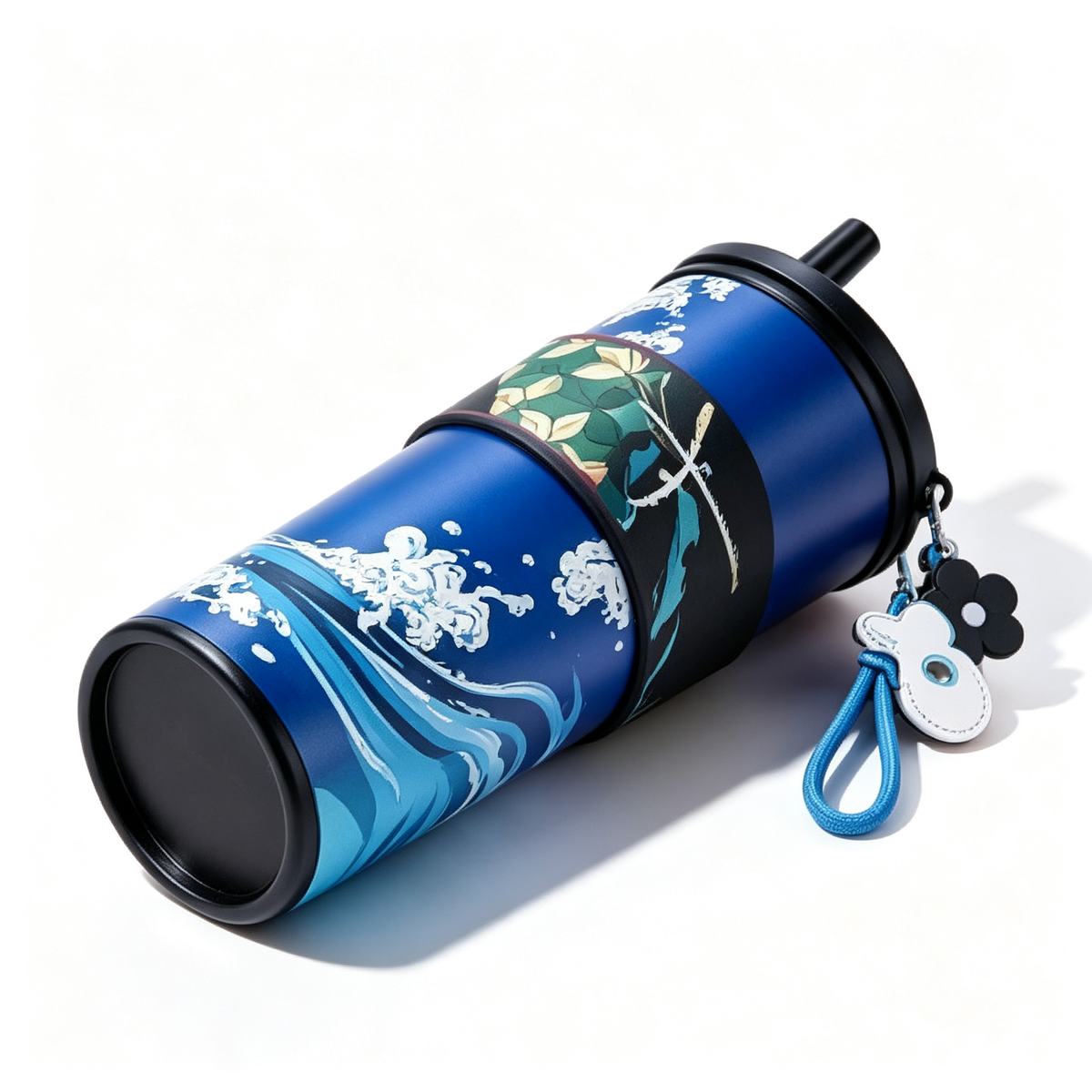 Demon Slayer Tanjiro Nezuko All Designs 710ml Insulated Tumbler 316 Stainless Steel Double Wall Coffee Cup Dual Drinking Lid With Straw Charm Leakproof Travel Water Bottle